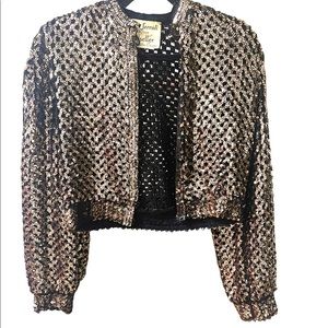 Vintage 1960s Enrico Serrati Gold sequin Sweater evening wear party bole…